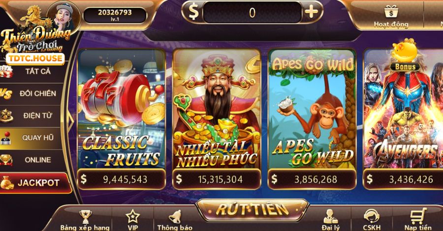 Trò chơi nổ hũ với giải Jackpot khủng